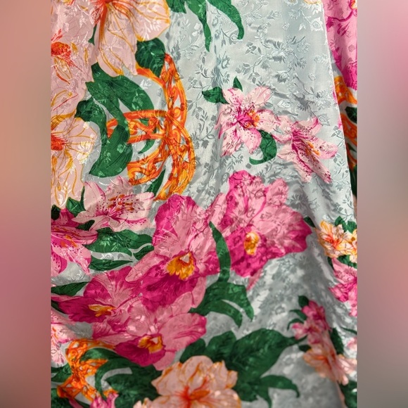 Sante Caftan Kaftan Dress One Size Tropical Floral Teal Green Paisley. E31 - Picture 9 of 10